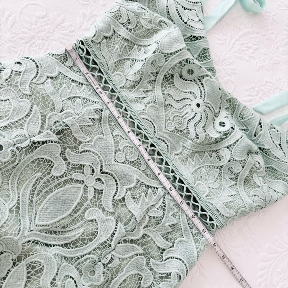 NWOT Lulus Won Your Heart Sage Green Lace Tie-Strap High-Low Midi Dress Small - Picture 8 of 8